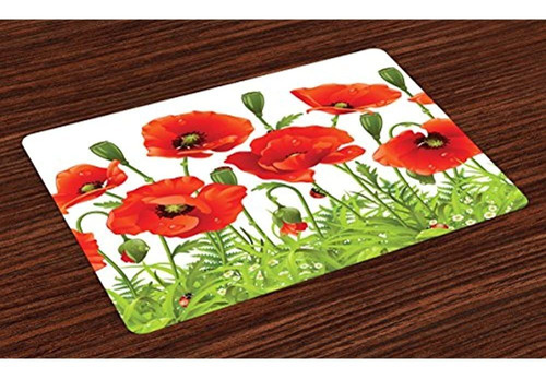 Lunarable Ladybugs Place Mats Conjunto De 4 Bordes Horizonta