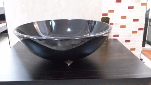 Bacha Baño Apoyo 30 Cm Vidrio Color Negro