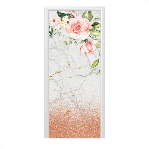 Capa De Porta Decoração Festa Tecido Com Elástico 0,85x2,10m Cor Floral Glitter - ANV-2949