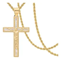 Comprar Medalla Dije Cruz Cristo Oro 14k Cadena Torzal Oro 14k Italy 50cm Italy Italiana Oro Puro 14k Hombre Mujer Oro 14k Moon Rock 14 Kilates Regalo Novio Novia Joyería Fina Oro Puro 14k Cruz Grande Oro 14k