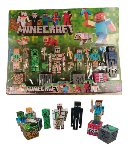 Set De Figuras De Ação Zuzu Toys Minecraft Minecraft Steve Creeper Esqueleto Zumbi Alex Enderdragon Spider Iron