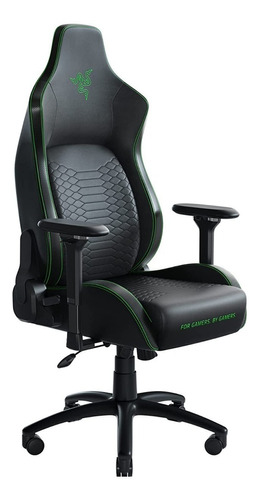 Silla de escritorio Razer Iskur gamer ergonómica  negra y verde con tapizado de cuero sintético