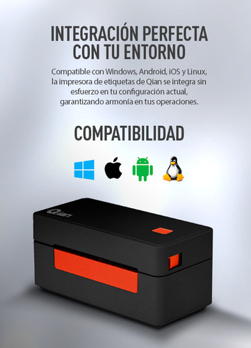 Impresora De Etiquetas Térmica Qian, Bluetooth+Usb,108mm,Con Soporte de Etiquetas, Para Windows/Mac/Android/iOS Qop-t18ub-le