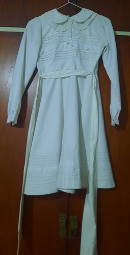 Vestido Comunion Blanco Mangas Largas Talle 10 Años