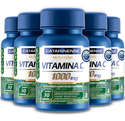 Kit 5 Vitamina C 1000mg Catarinense Pharma Com 30 Cápsulas