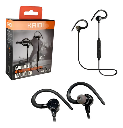 Fone De Ouvido Bluetooth Sem Fio Esportivo Academia Corrida Cor Preto/vermelho Cor Da Luz Preto Bateria Longa Duração Gancho Resistente Suor Com Microfone