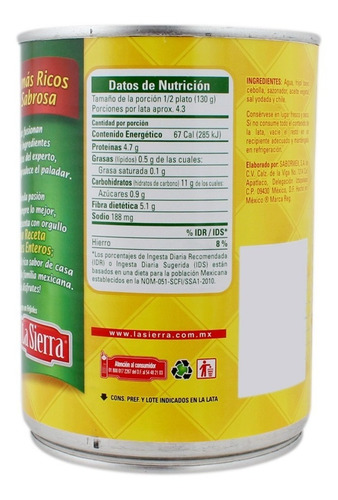 Frijoles Bayos Enteros La Sierra Lata 560 Gr