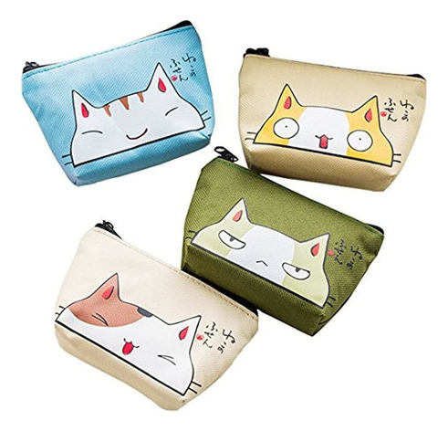 Oyachic 4 Pcs Lona Cartera Cierre Cambio Bolsa Mini Cartera