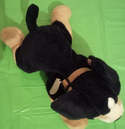 Peluche De Perro Mediano Negro Con Beige