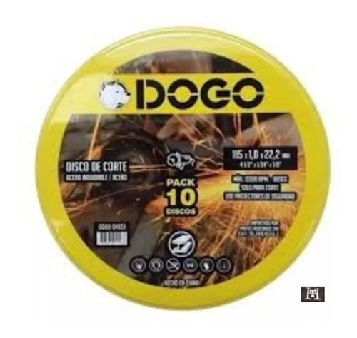 Imagen 3 de 8 de 10 Discos De Corte Amoladora 115 X 1,0 Acero Inox Dogo Lata