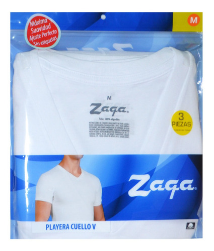 3 Camisetas Playeras Zaga 100% Algodón Cuello V O Redondo
