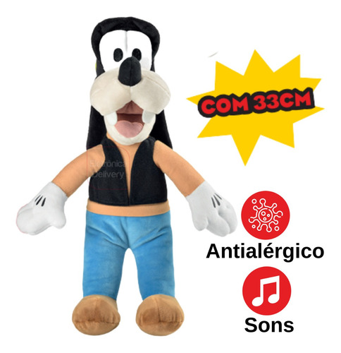 Boneco Pelucia Pateta C/ Som C/ Pilha 33cm Multikids