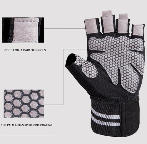 Imagen 4 de 5 de Guantes Deportivos Con Muñequera Gym Crossfit