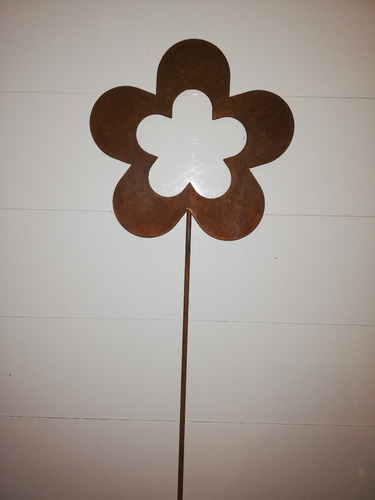 Imagen 6 de 9 de Set X6 Pincho Decorativo Y Tutor De Plantas En Chapa Oxido