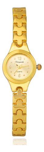 Relógio Dourado Feminino De Pulso Minimalista Quartz Pequeno