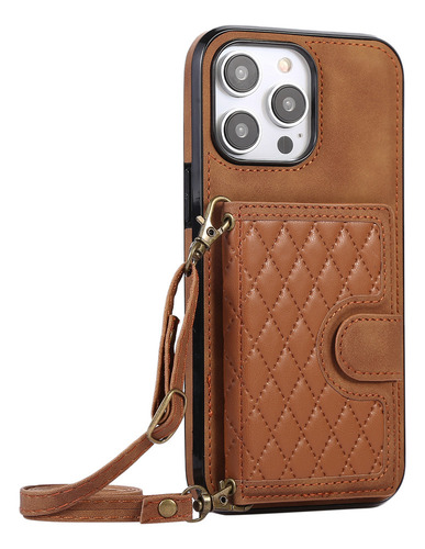 Funda Tipo Cartera De Piel Con Cordón Para iPhone Con Correa
