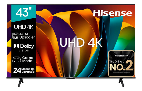 Pantalla Hisense 43 Uhd 4k Smart Tv A6 Google Tv - Negro