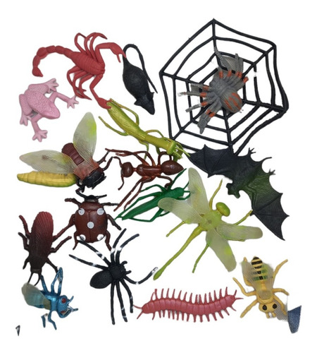 Imagen 1 de 3 de Set De 17 Insectos Y Animales Surtidos Colores