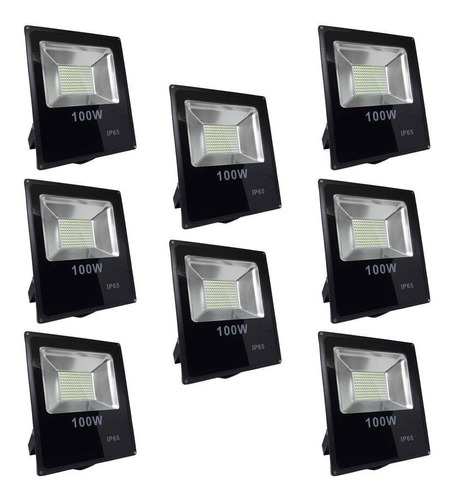 Kit 10 Refletor 100w Smd Iluminação Outdoors Fachada Prédios