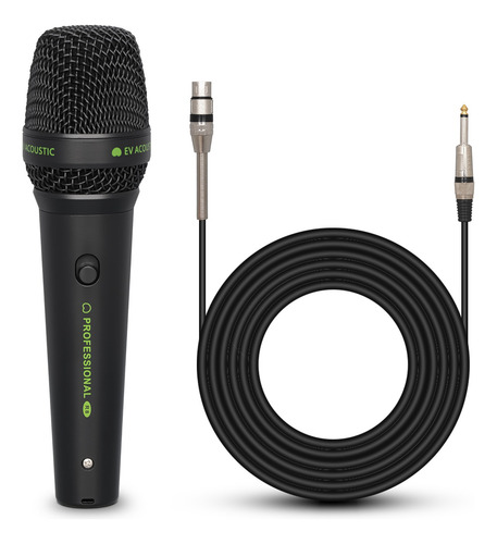 Microfone Com Fio Profissional Metal Para Karaokê Cor Preto