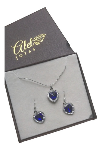 Set Corazones Collar + Aretes Cristal Austriaco