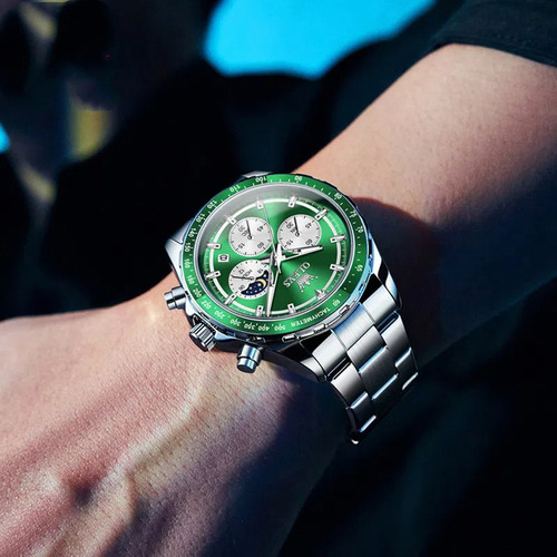 Reloj De Acero Inoxidable 2945 Chronograph Luminous Para Hom
