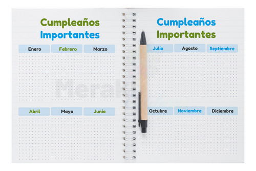Agenda Semanal 2025 Pasta Dura Con Arillo Mod. Green 2025