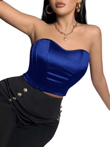 Top Casual Satin Strapless Moda Casual Sexy Mujer 