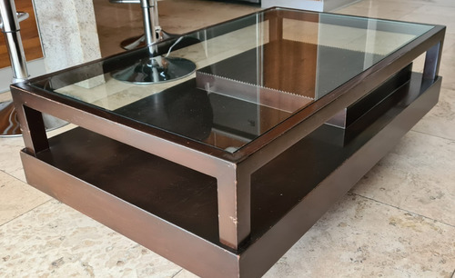 Mesa De Centro Para Sala De Madera Con Vidrio