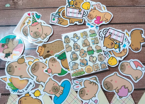 Cajita Stickers Carpincho Capibara Capy Souvenir Cumples