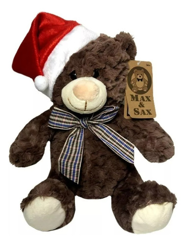 Boneco Pelúcia Urso Ursinho Laço Papai Noel Decoração Natal