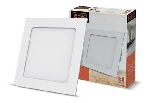 Painel Led Slim Embutir 12w Branca Quadrado - Black + Decker