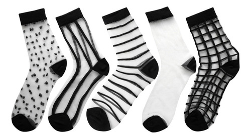 5 Pares De Calcetines Transparentes Para Mujer, Calcetines