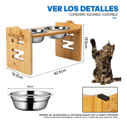 Platos/tazas Ajustables Levantados Para Perros Y Gatos