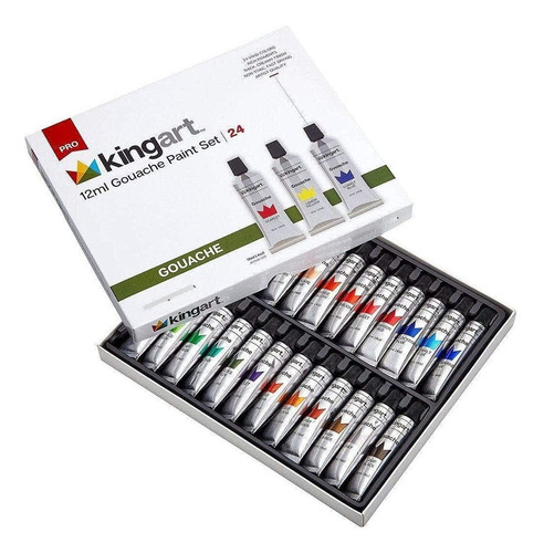 Kingart Pro Gouache Set Gouche Paint, 24 Ea, Colores Únicos