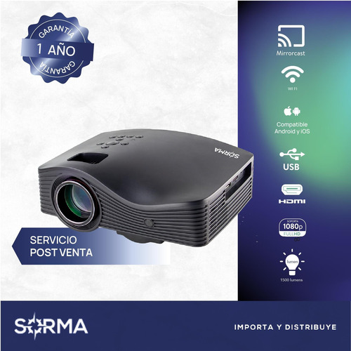 Imagen 2 de 10 de Proyector Wifi Mirrorcast Hd1080 Portatil 1500 Lumens