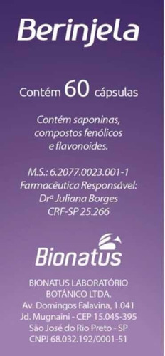 Imagem 2 de 3 de Berinjela 60 Caps