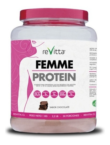 Proteína Mujer Whey + Colágeno + Fibra Femme Protein 1 Kg Sabor Chocolate