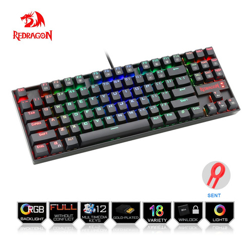 Teclado Mecánico Para Juegos Redragon K552w-rgb De Aluminio