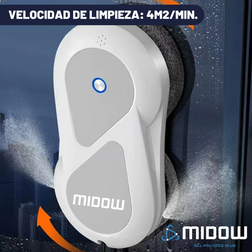 Robot Limpia Vidrios Inteligente Midow Interior Exterior 90w Con Deposito De Liquido Control Remoto O App