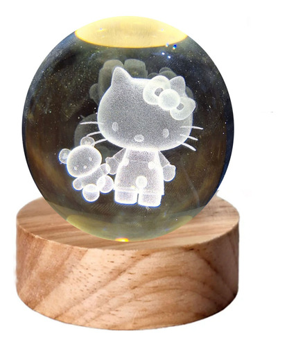 Esferas De Cristal 3d Usb Led Luz Nocturna Stitch 6 Cm Kitty