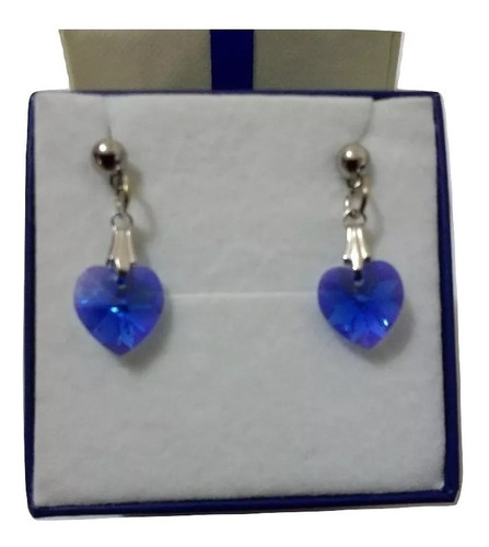 Imagem 1 de 6 de Par De Brinco Cristal Swarovski Sapphire Boreal Em Ródio