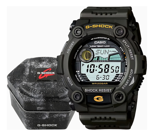 Relogio G-shock G-7900-3dr Gráfico Maré Lunar Resist 200m Verde-militar Verde-militar