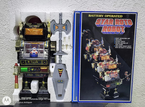 Star Roto Robot Vintage 1985 En Caja Tipo Saturno Funciona Star Roto Robot Negro Colores (Usado)
