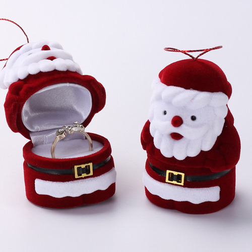 Joyero De Franela De Papá Noel En Caja De Regalo Con Forma D