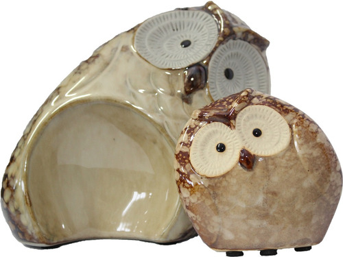 Coruja Com Filhote De Lado - Dy22270 Cor Marrom