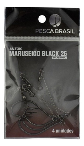 Anzol Encastoado Maruseigo Black 26 4un. - Pesca Brasil