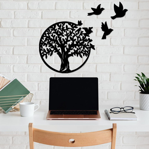 Decoração Para Parede Árvore Da Vida Em Metal Vazado 40cm