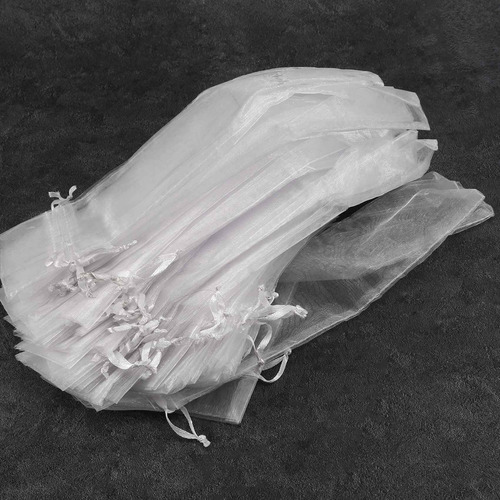 Bolsa Plegable De Organza Blanca Con Cordón Para Fiestas, 20