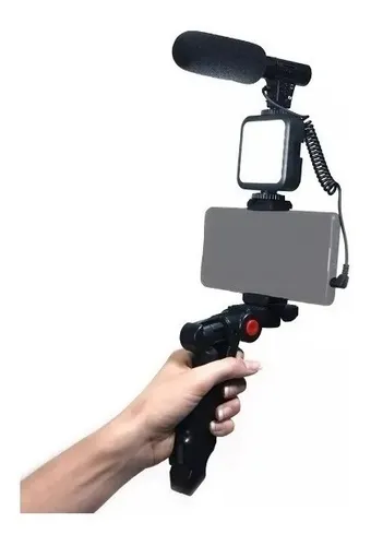 comprar Estabilizador Vlogger Móvil Con Soporte, Luz Led Y Microfono